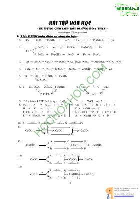 Bài tập Hóa học  Sử dụng cho lớp bồi dưỡng Hóa THCS